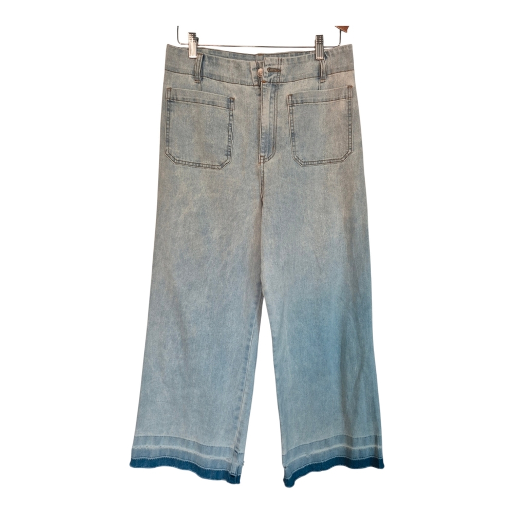 EESome Wide Leg Patch Pocket Frayed Hem Jeans Medium - Picture 3 of 10